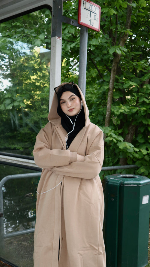Hoodie Abaya Beige