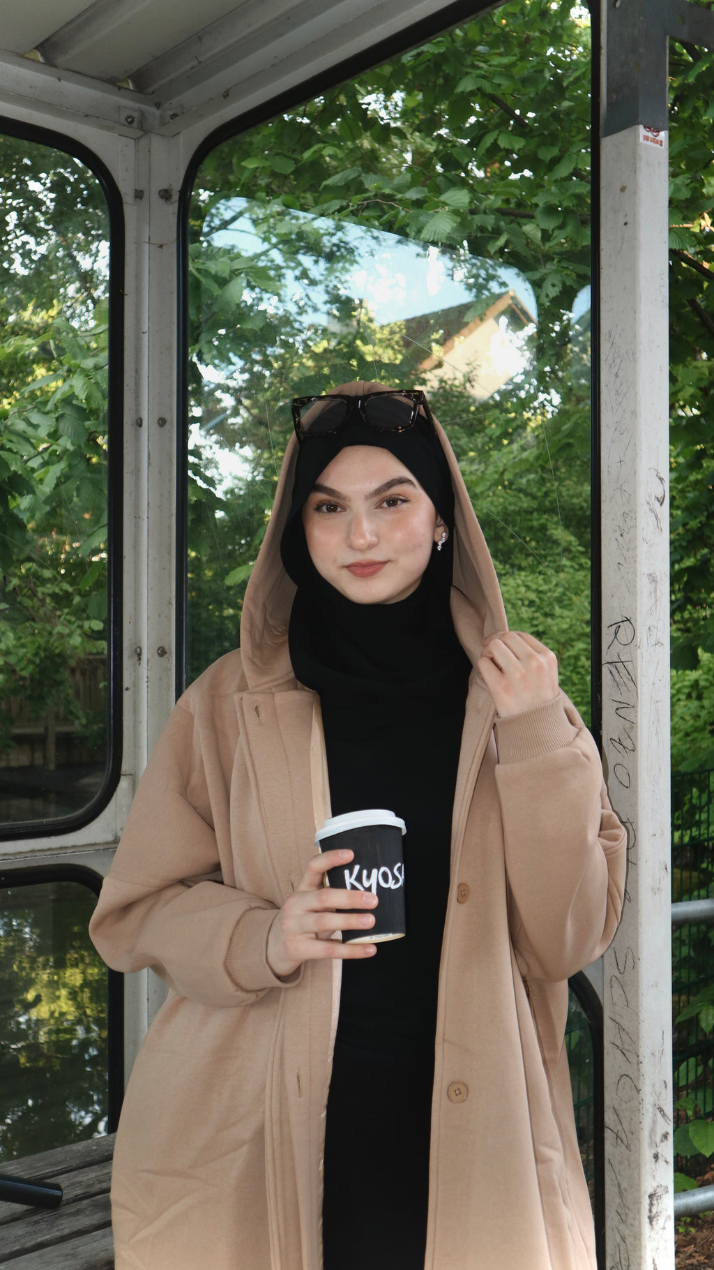 Hoodie Abaya Beige