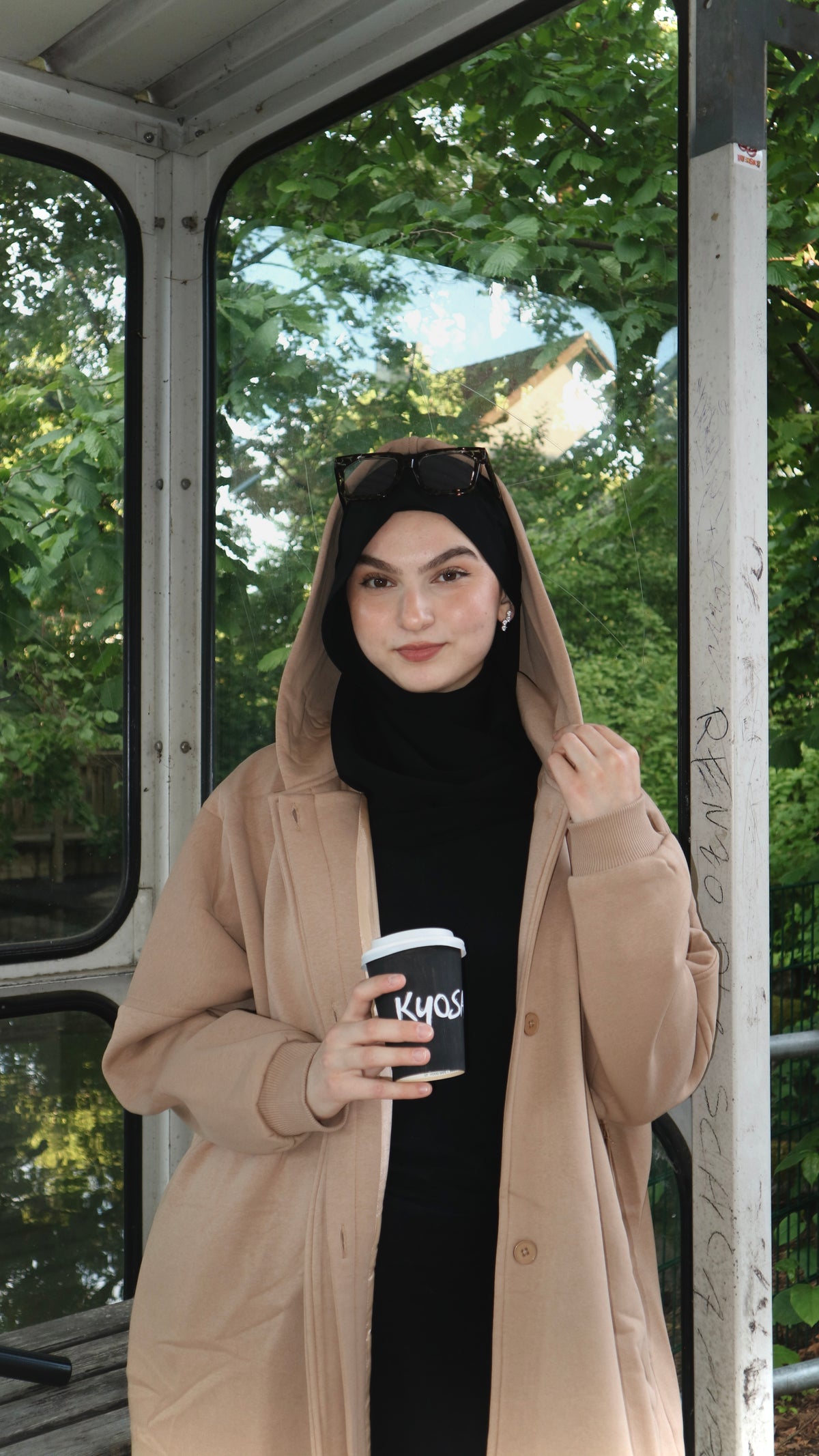 Hoodie Abaya Beige
