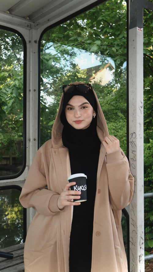 Hoodie Abaya Beige