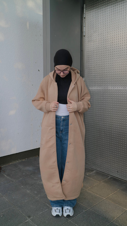 Hoodie Abaya Beige
