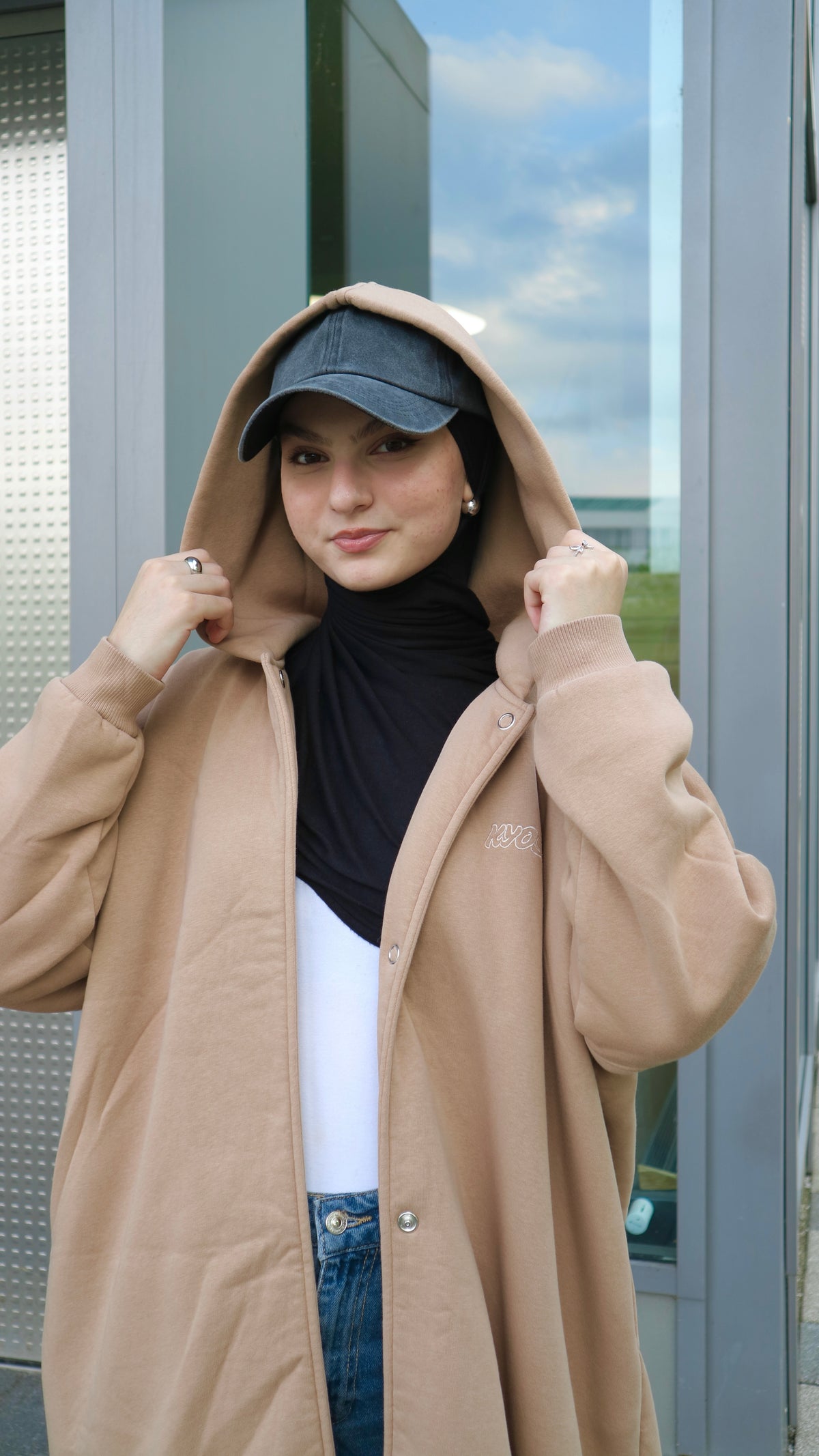 Hoodie Abaya Beige